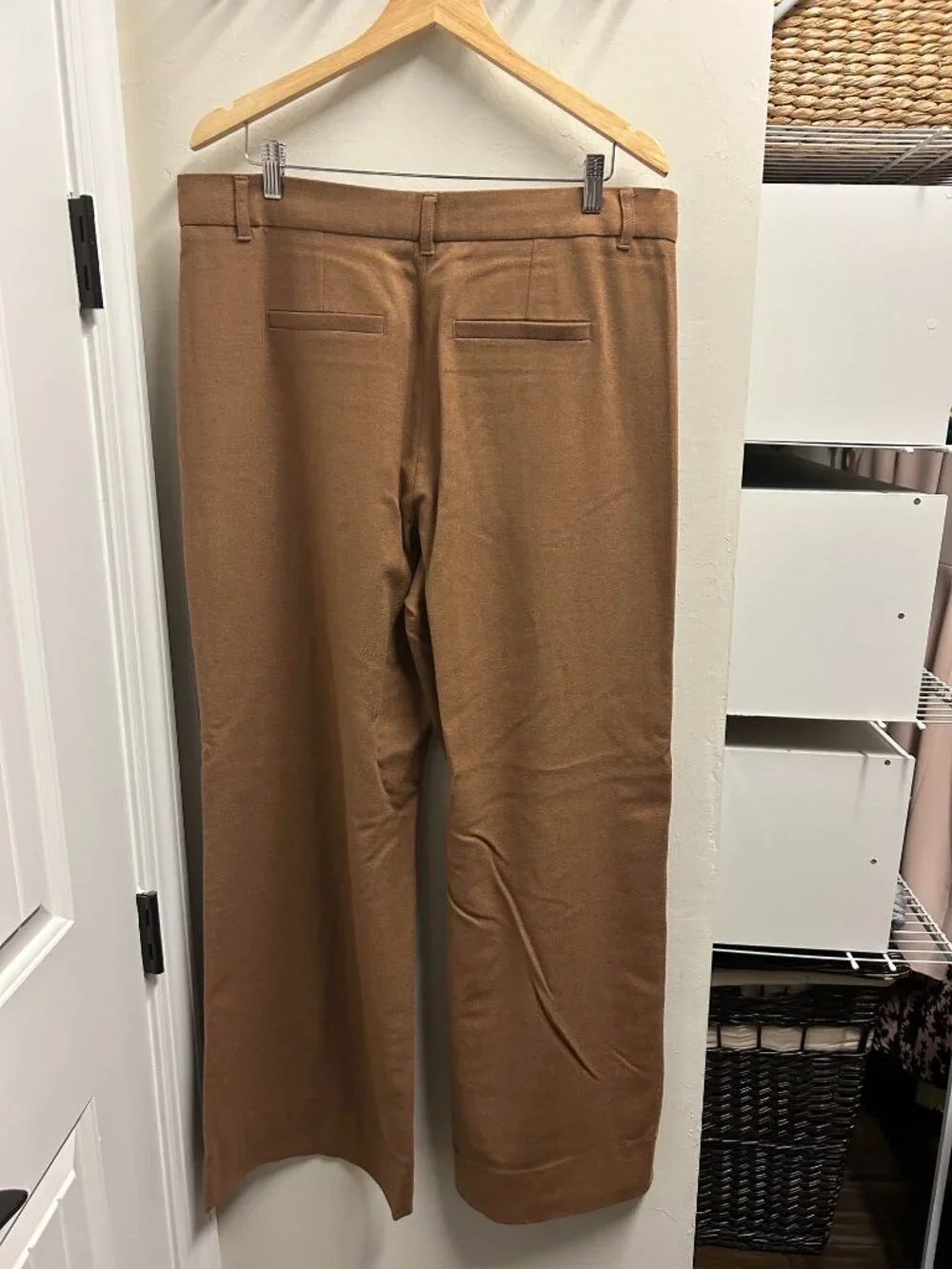 ME+EM Fluid Tailoring Pleat Straight Pant Camel with Blue Stripe NWT